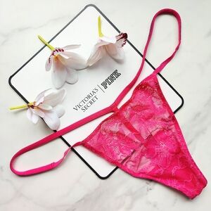 NWT VICTORIA'S SECRET VERY SEXY BACK SHINE STRAP LACE V-STRING PANTY IN FOREVER